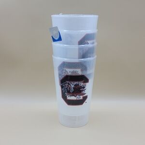 South Carolina Gamecocks Set Of 4 Clear 16oz Plastic Cups NCAA Logo New Sealed